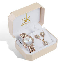 Load image into Gallery viewer, Shengke Rose Gold Watches Women Set Luxury Crystal Earrings Necklace Watches Set 2019 SK Ladies Quartz Watch Gifts For Women