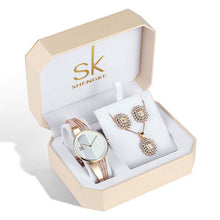 Load image into Gallery viewer, Shengke Rose Gold Watches Women Set Luxury Crystal Earrings Necklace Watches Set 2019 SK Ladies Quartz Watch Gifts For Women