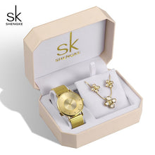 Load image into Gallery viewer, Shengke Rose Gold Watches Women Set Luxury Crystal Earrings Necklace Watches Set 2019 SK Ladies Quartz Watch Gifts For Women