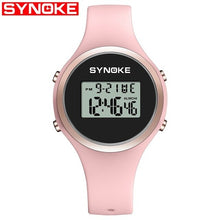 Load image into Gallery viewer, SYNOKE Women Digital Waterproof Electronic Sports Watch For Women Fitness Rubber Wrist Watch 5 Bar Lady LED Candy Pink Clock