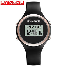 Load image into Gallery viewer, SYNOKE Women Digital Waterproof Electronic Sports Watch For Women Fitness Rubber Wrist Watch 5 Bar Lady LED Candy Pink Clock