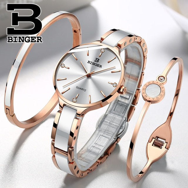 Switzerland BINGER Luxury Women Watch Brand Crystal Fashion Bracelet Watches Ladies Women wrist Watches Relogio Feminino 2019