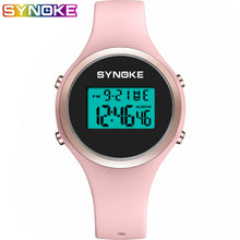 Load image into Gallery viewer, SYNOKE Women Digital Waterproof Electronic Sports Watch For Women Fitness Rubber Wrist Watch 5 Bar Lady LED Candy Pink Clock