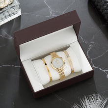 Load image into Gallery viewer, 2019 luxury watch sets women's  gold wristwatches with stainless steel bracelet fashion diamond gift box set free shipping top