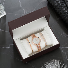Load image into Gallery viewer, 2019 luxury watch sets women's  gold wristwatches with stainless steel bracelet fashion diamond gift box set free shipping top