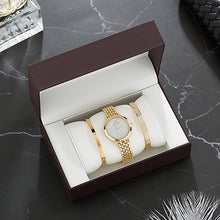 Load image into Gallery viewer, 2019 luxury watch sets women's  gold wristwatches with stainless steel bracelet fashion diamond gift box set free shipping top