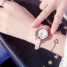 Load image into Gallery viewer, Cartoon number scale women fashion watches cutting surface design luxury female wristwatches small ladies quartz leather watch