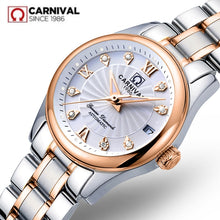 Load image into Gallery viewer, Carnival switzerland sapphire mechanical women watch luxury brand genuine leather waterproof watches women reloj bayan kol saati