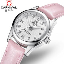 Load image into Gallery viewer, Carnival switzerland sapphire mechanical women watch luxury brand genuine leather waterproof watches women reloj bayan kol saati