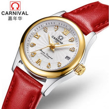 Load image into Gallery viewer, Carnival switzerland sapphire mechanical women watch luxury brand genuine leather waterproof watches women reloj bayan kol saati