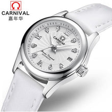 Load image into Gallery viewer, Carnival switzerland sapphire mechanical women watch luxury brand genuine leather waterproof watches women reloj bayan kol saati