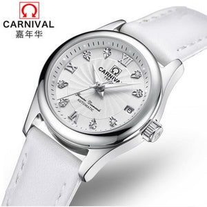 Carnival switzerland sapphire mechanical women watch luxury brand genuine leather waterproof watches women reloj bayan kol saati