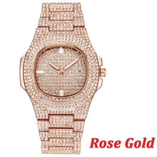 Load image into Gallery viewer, TOPGRILLZ Brand Iced Out Diamond Watch Quartz Gold HIP HOP Watches With Micropave CZ Stainless Steel Watch Clock relogio