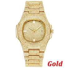 Load image into Gallery viewer, TOPGRILLZ Brand Iced Out Diamond Watch Quartz Gold HIP HOP Watches With Micropave CZ Stainless Steel Watch Clock relogio