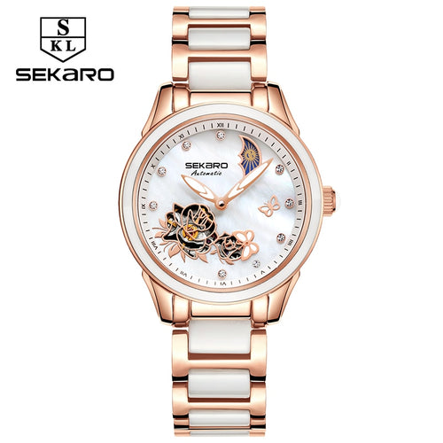 Sekaro Ceramic Women Watch 2019 Butterfly Design Ladies Mechanical Automatic Watches Luxury Brand Sapphire Crystal Women's Watch