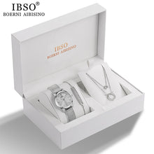 Load image into Gallery viewer, IBSO Women's Quartz Watch Set Crystal Bracelet Necklace Watch Sets Female Jewelry Set Luxury Silver Set Watch Christmas Gift