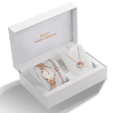 Load image into Gallery viewer, IBSO Women's Quartz Watch Set Crystal Bracelet Necklace Watch Sets Female Jewelry Set Luxury Silver Set Watch Christmas Gift