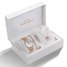 Load image into Gallery viewer, IBSO Women's Quartz Watch Set Crystal Bracelet Necklace Watch Sets Female Jewelry Set Luxury Silver Set Watch Christmas Gift