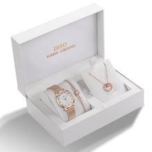 Load image into Gallery viewer, IBSO Women's Quartz Watch Set Crystal Bracelet Necklace Watch Sets Female Jewelry Set Luxury Silver Set Watch Christmas Gift