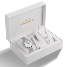 Load image into Gallery viewer, IBSO Women's Quartz Watch Set Crystal Bracelet Necklace Watch Sets Female Jewelry Set Luxury Silver Set Watch Christmas Gift