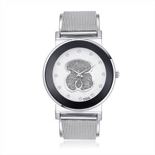 Load image into Gallery viewer, 2019 New Famous Brand DQG Women Silver Mesh belt Quartz Watches Crystal Luxury Casual Analog Bear Watches Relogio Feminino