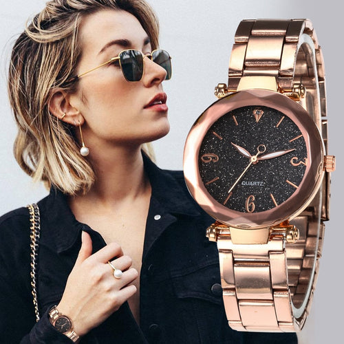 Women Watch Star Sky Dial Clock Luxury Rose Gold Bracelet Women Wrist Watch Ladies Clock reloj mujer relogio feminino 2019 Hot