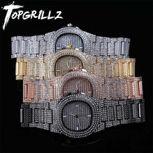 Load image into Gallery viewer, TOPGRILLZ Brand Iced Out Diamond Watch Quartz Gold HIP HOP Watches With Micropave CZ Stainless Steel Watch Clock relogio