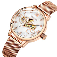 Load image into Gallery viewer, Fashion Luxury Watch women Love pattern Automatic Mechanical Watches Full Stainless steel Rose Gold Mesh Belt Ladies Wrist Watch