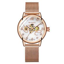 Load image into Gallery viewer, Fashion Luxury Watch women Love pattern Automatic Mechanical Watches Full Stainless steel Rose Gold Mesh Belt Ladies Wrist Watch
