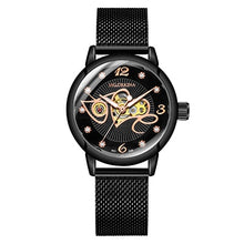 Load image into Gallery viewer, Fashion Luxury Watch women Love pattern Automatic Mechanical Watches Full Stainless steel Rose Gold Mesh Belt Ladies Wrist Watch