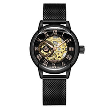 Load image into Gallery viewer, Fashion Luxury Watch women Love pattern Automatic Mechanical Watches Full Stainless steel Rose Gold Mesh Belt Ladies Wrist Watch