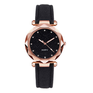 Ladies Watch Top Brand Women Watch Rhinestone Starry Sky Watches Leather Quartz Wristwatch Female Clock Reloj Mujer Kol Saati *E