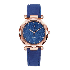 Ladies Watch Top Brand Women Watch Rhinestone Starry Sky Watches Leather Quartz Wristwatch Female Clock Reloj Mujer Kol Saati *E