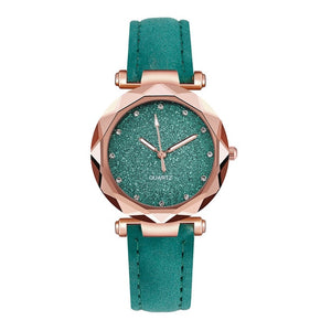 Ladies Watch Top Brand Women Watch Rhinestone Starry Sky Watches Leather Quartz Wristwatch Female Clock Reloj Mujer Kol Saati *E