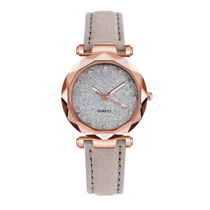 Ladies Watch Top Brand Women Watch Rhinestone Starry Sky Watches Leather Quartz Wristwatch Female Clock Reloj Mujer Kol Saati *E