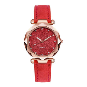 Ladies Watch Top Brand Women Watch Rhinestone Starry Sky Watches Leather Quartz Wristwatch Female Clock Reloj Mujer Kol Saati *E