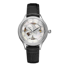 Load image into Gallery viewer, PB Brand Leather Luxury Crystal Mechanical Women Watches Four-leaf Clover Waterproof Silver&amp;Rose Gold Automatic Relojes Mujer