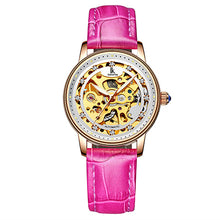 Load image into Gallery viewer, IK Colouring Reloj Mujer 2019 Rose Gold Skeleton Automatic Mechanical Luxury Crystal Wrist Watch Leather Strap Women Wristwatch