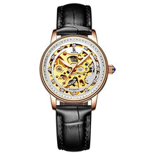 Load image into Gallery viewer, IK Colouring Reloj Mujer 2019 Rose Gold Skeleton Automatic Mechanical Luxury Crystal Wrist Watch Leather Strap Women Wristwatch