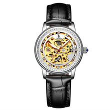 Load image into Gallery viewer, IK Colouring Reloj Mujer 2019 Rose Gold Skeleton Automatic Mechanical Luxury Crystal Wrist Watch Leather Strap Women Wristwatch