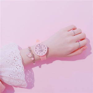 Sunny Children Great Watch Girls Cute Clocks Soft Junior High School Students Sport Wristwatch Small Fresh Watches Lady Clock