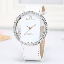 Load image into Gallery viewer, Luxury Rhinestones Clear Women's Watch Japan Quartz Hours Fine Fashion Leather Bracelet Girl's Birthday Gift Royal Crown