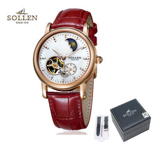 Load image into Gallery viewer, watch women Mechanical watch 401 SOLLEN brand day and night hollow visual movement Fashion business lady wristwatch 401