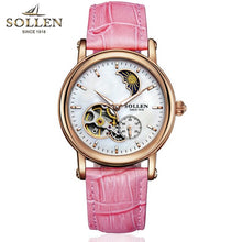 Load image into Gallery viewer, watch women Mechanical watch 401 SOLLEN brand day and night hollow visual movement Fashion business lady wristwatch 401