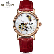 Load image into Gallery viewer, watch women Mechanical watch 401 SOLLEN brand day and night hollow visual movement Fashion business lady wristwatch 401