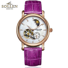 Load image into Gallery viewer, watch women Mechanical watch 401 SOLLEN brand day and night hollow visual movement Fashion business lady wristwatch 401