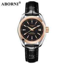 Load image into Gallery viewer, ABORNI Women Automatic Mechanical Watches Classic WristWatch Business Fashion Leather Steel Strap Ladies Wrist Watch Reloj Mujer