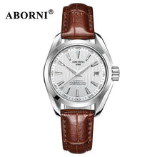 Load image into Gallery viewer, ABORNI Women Automatic Mechanical Watches Classic WristWatch Business Fashion Leather Steel Strap Ladies Wrist Watch Reloj Mujer