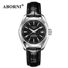 Load image into Gallery viewer, ABORNI Women Automatic Mechanical Watches Classic WristWatch Business Fashion Leather Steel Strap Ladies Wrist Watch Reloj Mujer