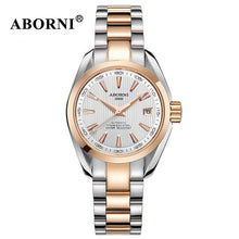 Load image into Gallery viewer, ABORNI Women Automatic Mechanical Watches Classic WristWatch Business Fashion Leather Steel Strap Ladies Wrist Watch Reloj Mujer